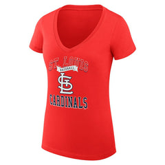 St. Louis Cardinals G-III 4Her by Carl Banks Women's Super-Slim Fit Lightweight Team Logo Graphic V-Neck T-Shirt - Red T-shirts