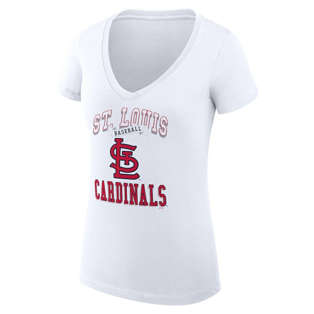 St. Louis Cardinals G-III 4Her by Carl Banks Women's Super-Slim Fit Lightweight Team Logo Graphic V-Neck T-Shirt - White T-shirts