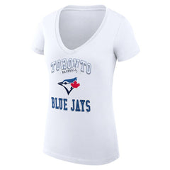 Toronto Blue Jays G-III 4Her by Carl Banks Women's Super-Slim Fit Lightweight Team Logo Graphic V-Neck T-Shirt - White T-shirts
