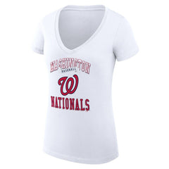 Washington Nationals G-III 4Her by Carl Banks Women's Super-Slim Fit Lightweight Team Logo Graphic V-Neck T-Shirt - White T-shirts