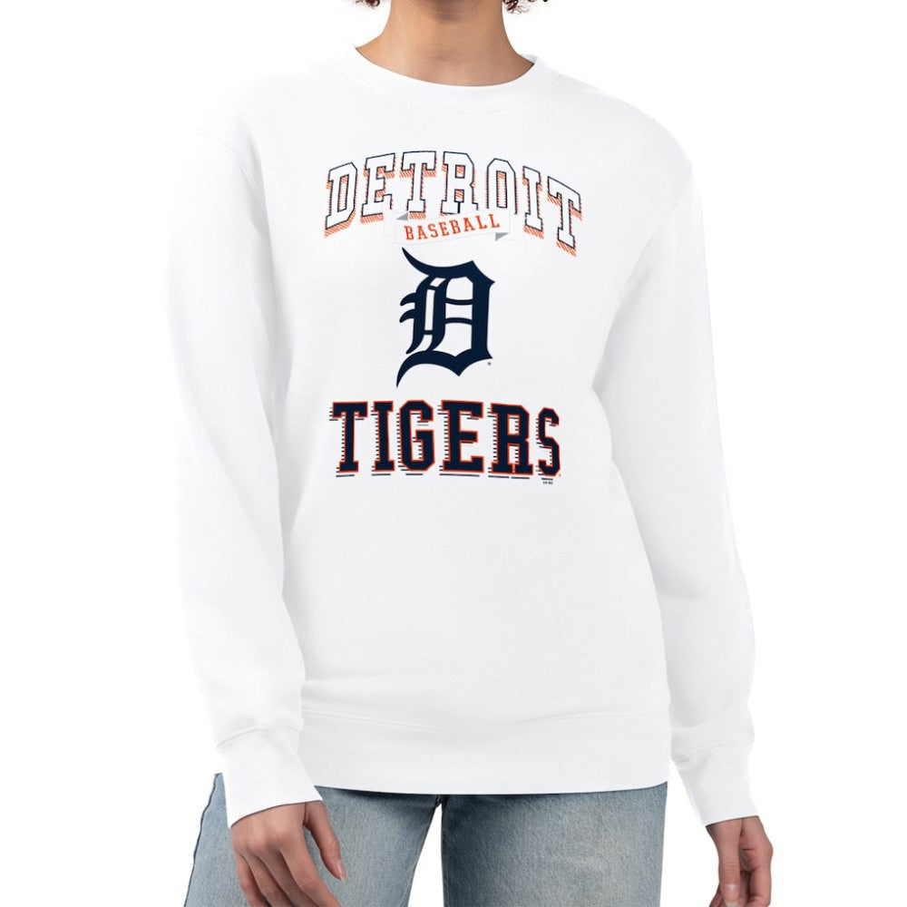 Detroit Tigers G-III 4Her by Carl Banks Women's Team Logo Graphic Tri-Blend Fleece Pullover Sweatshirt - White Pullover