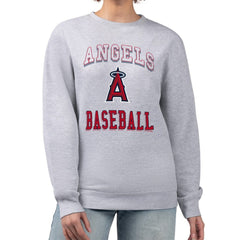 Los Angeles Angels G-III 4Her by Carl Banks Women's Team Logo Graphic Tri-Blend Fleece Pullover Sweatshirt - Heather Gray Pullover