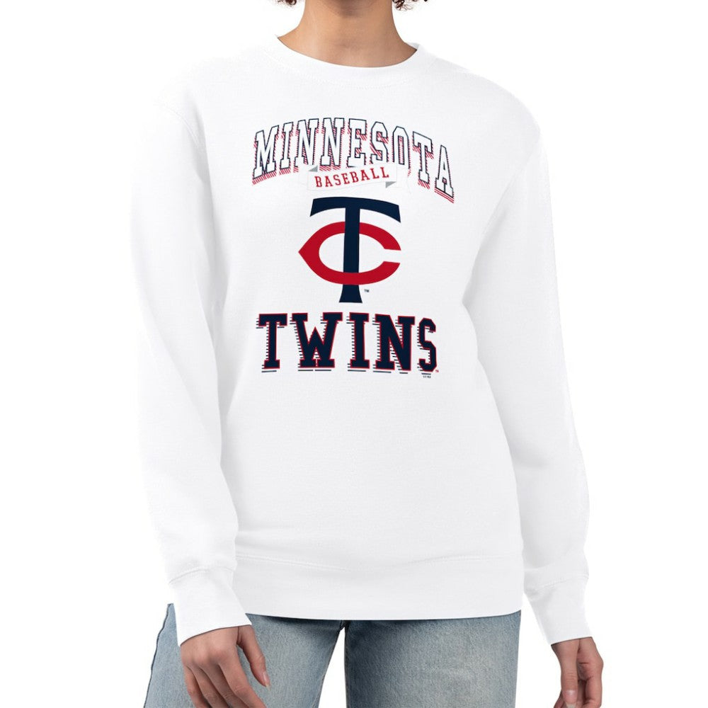Minnesota Twins G-III 4Her by Carl Banks Women's Team Logo Graphic Tri-Blend Fleece Pullover Sweatshirt - White Pullover