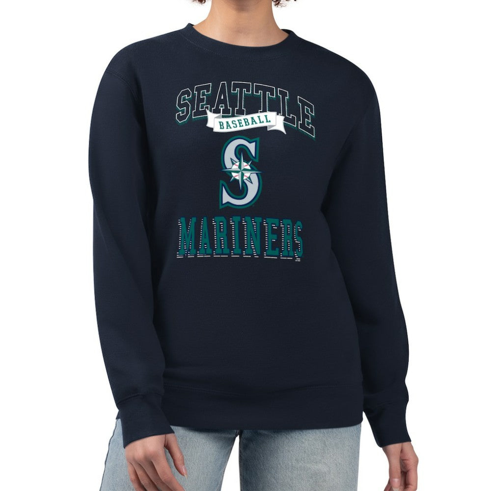 Seattle Mariners G-III 4Her by Carl Banks Women's Team Logo Graphic Tri-Blend Fleece Pullover Sweatshirt - Navy Pullover