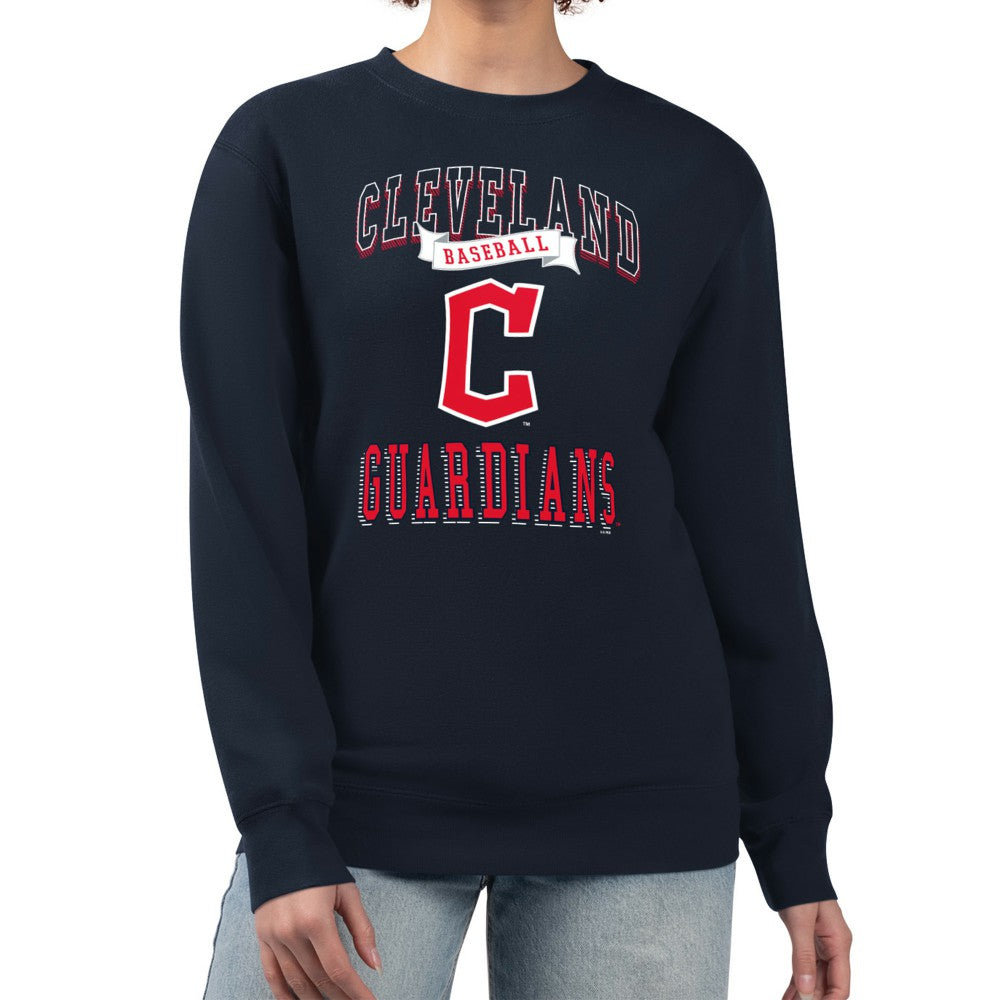 Cleveland Guardians G-III 4Her by Carl Banks Women's Team Logo Graphic Tri-Blend Fleece Pullover Sweatshirt - Navy Pullover