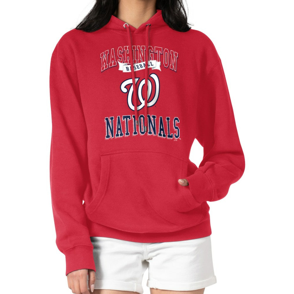 Washington Nationals G-III 4Her by Carl Banks Women's Team Logo Graphic Fleece Pullover Hoodie - Red Hoodies