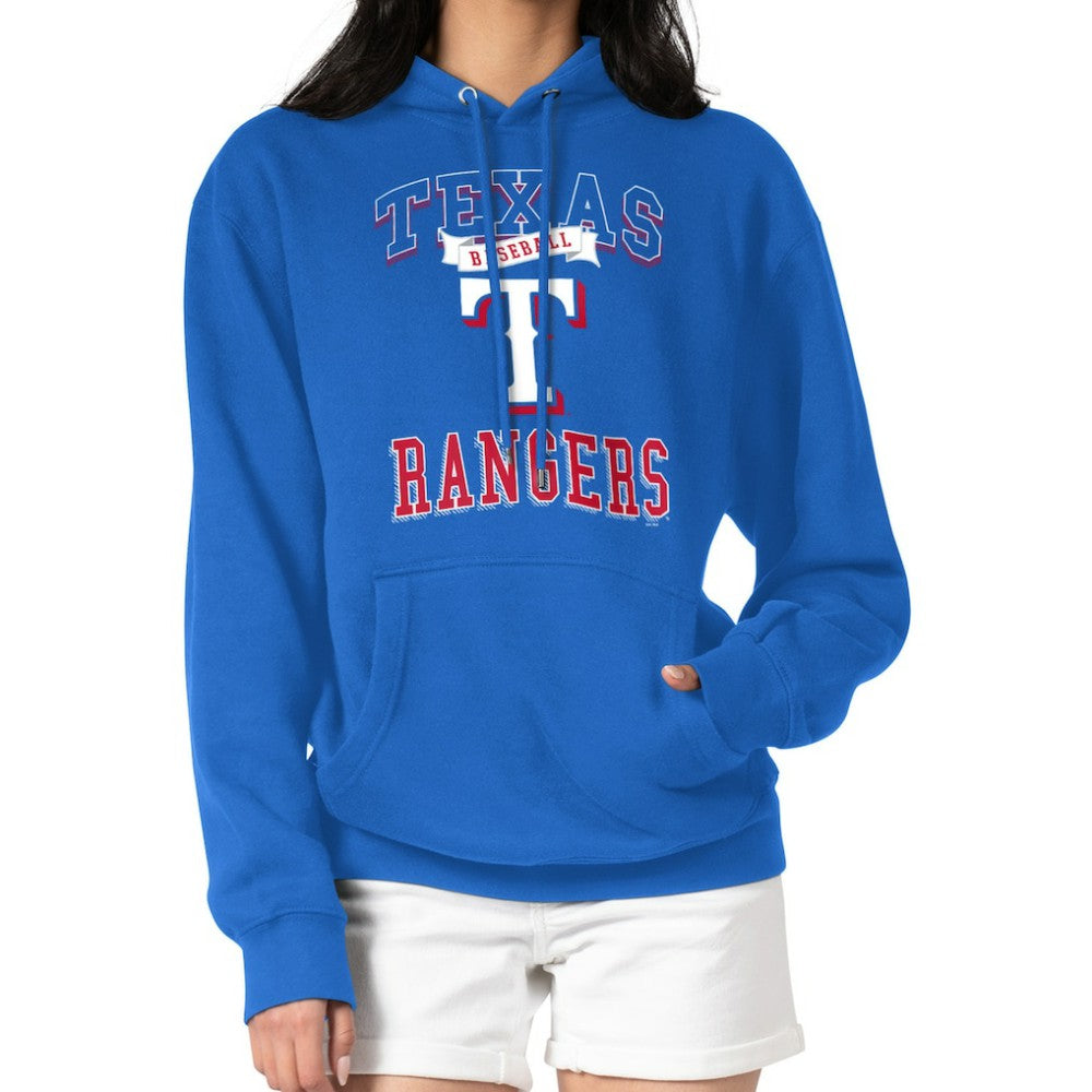 Texas Rangers G-III 4Her by Carl Banks Women's Team Logo Graphic Fleece Pullover Hoodie - Royal Hoodies