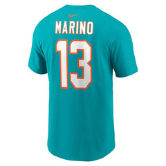 Dan Marino Miami Dolphins Retired Player Name & Number T-Shirt Aqua