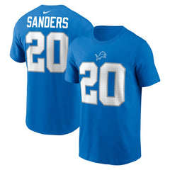 Barry Sanders Detroit Lions Retired Player Name & Number T-Shirt Blue