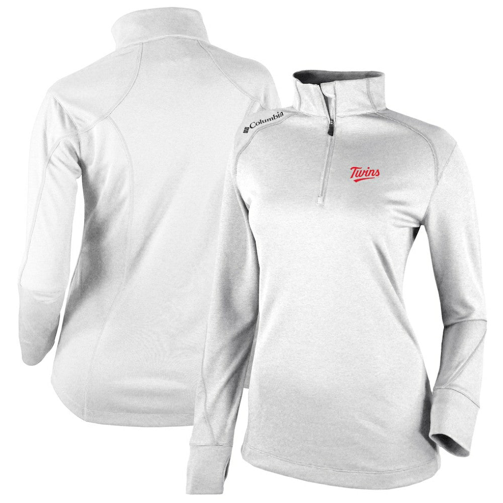 Minnesota Twins Columbia Women's Cooperstown Collection Shotgun 2.0 Omni-Wick Quarter-Zip Top - White Tops