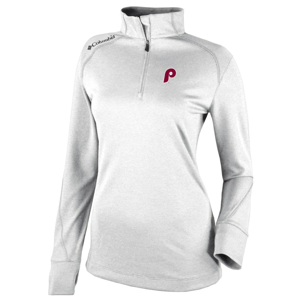 Philadelphia Phillies Columbia Women's Cooperstown Collection Shotgun 2.0 Omni-Wick Quarter-Zip Top - White Tops