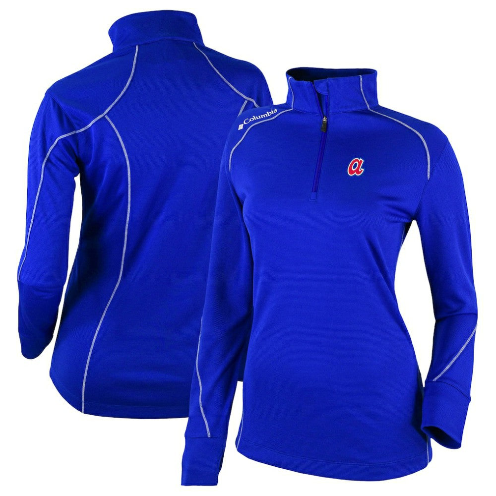 Atlanta Braves Columbia Women's Cooperstown Collection Shotgun 2.0 Omni-Wick Quarter-Zip Top - Royal Tops