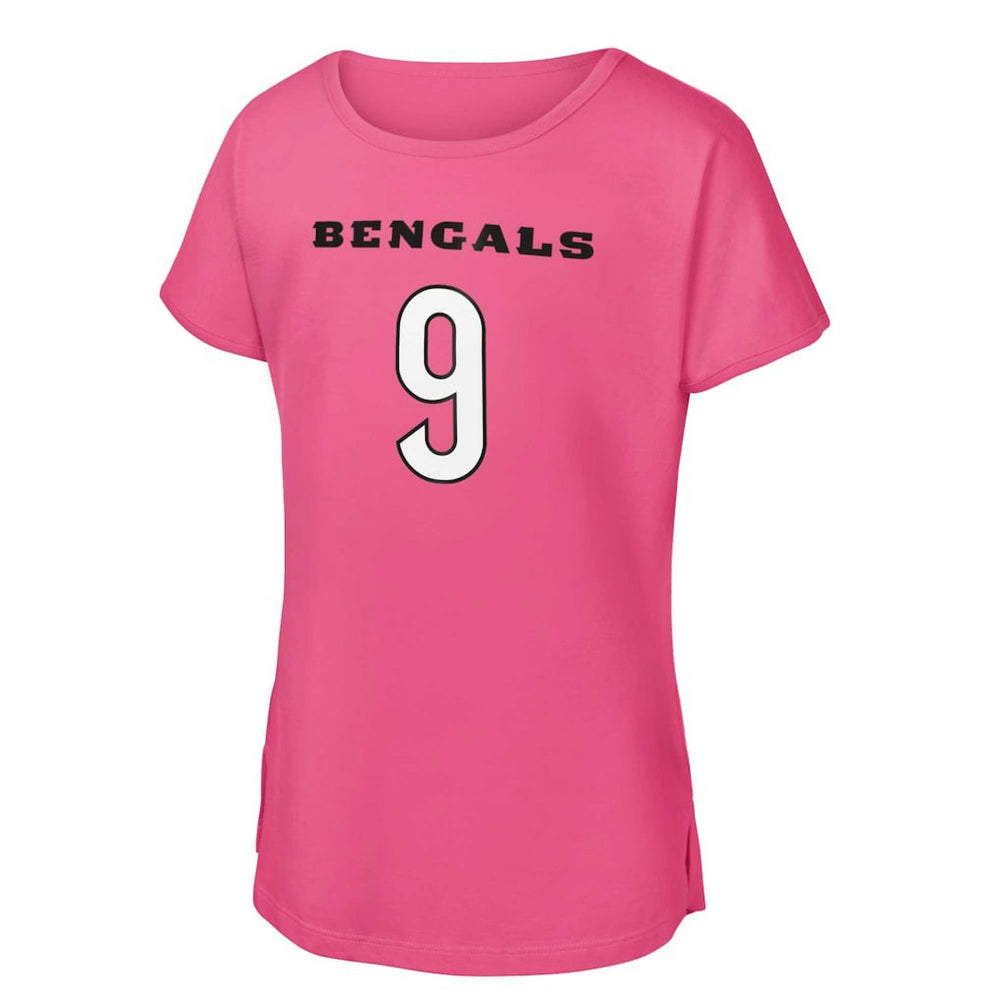 Joe Burrow Cincinnati Bengals Girls Youth Player Name & Number T-Shirt Pink
