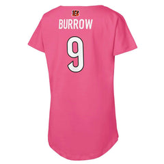 Joe Burrow Cincinnati Bengals Girls Youth Player Name & Number T-Shirt Pink