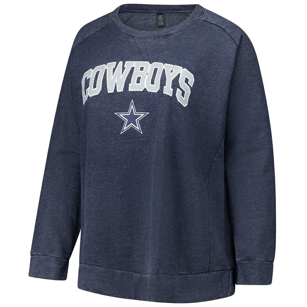 Dallas Cowboys Profile Women's Plus Size Acid Wash Raglan Sweatshirt Navy