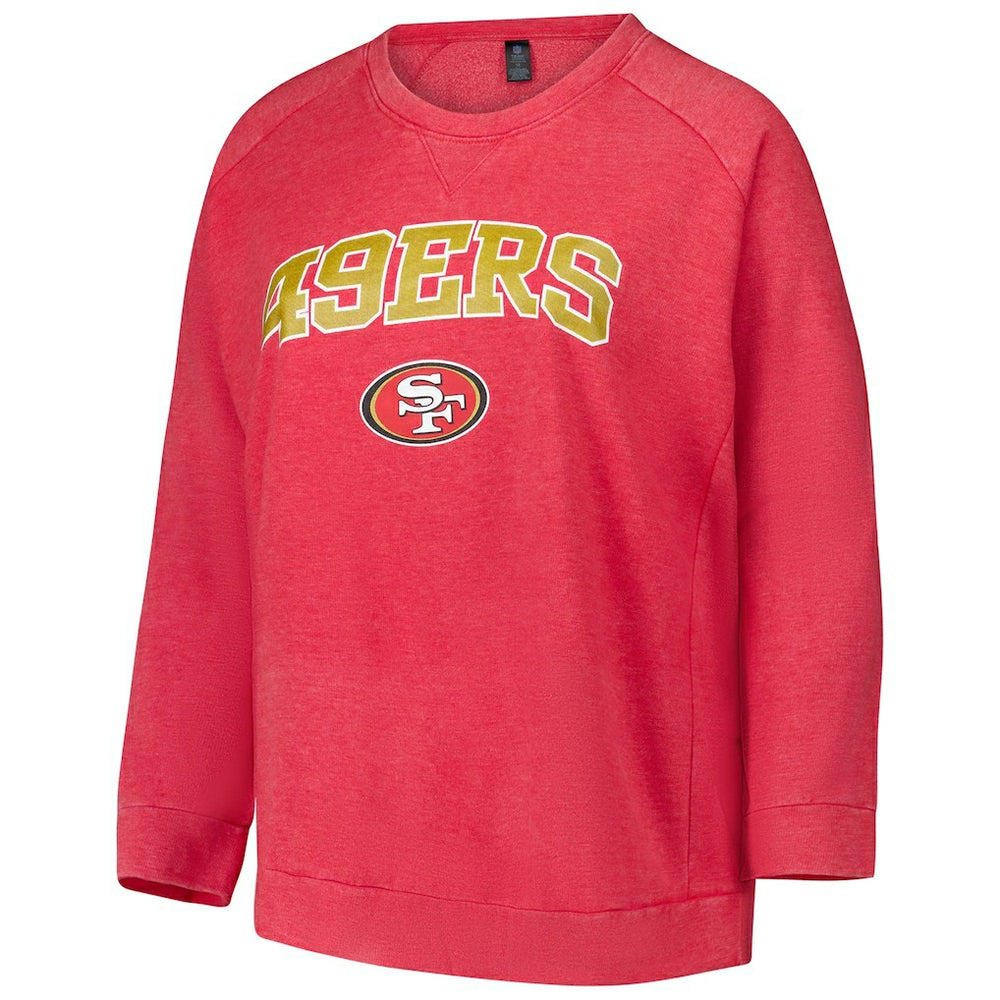 San Francisco 49ers Profile Women's Plus Size Acid Wash Raglan Sweatshirt Red