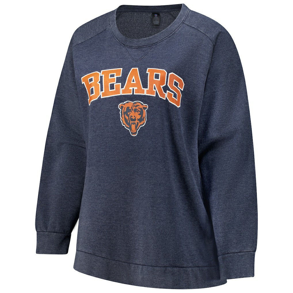 Chicago Bears Profile Women's Plus Size Acid Wash Raglan Sweatshirt Navy
