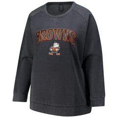 Cleveland Browns Profile Women's Plus Size Acid Wash Raglan Sweatshirt Charcoal