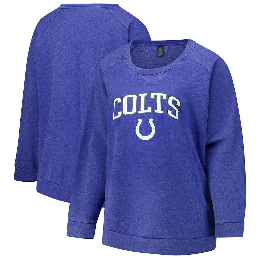 Indianapolis Colts Profile Women's Plus Size Acid Wash Raglan Sweatshirt Royal