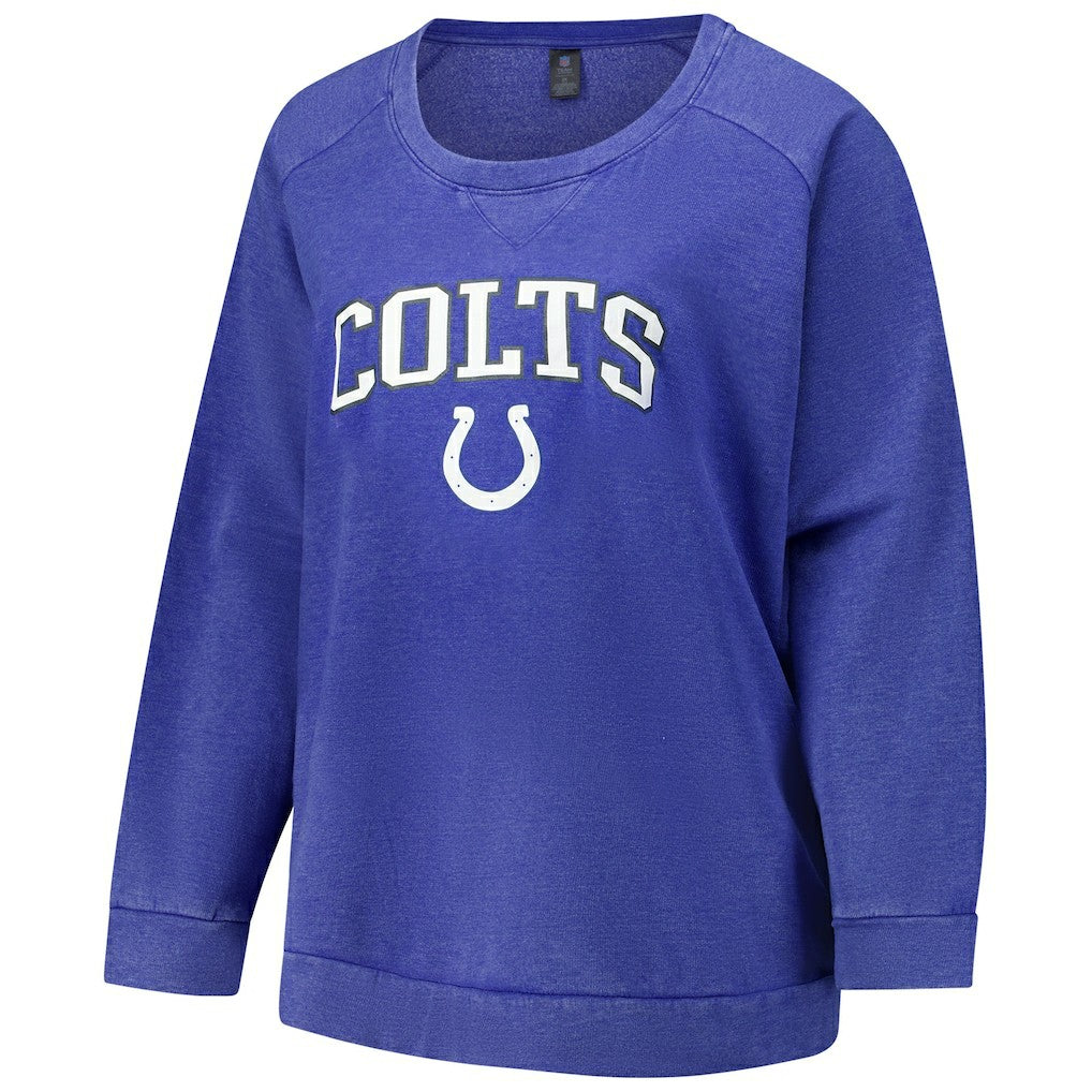Indianapolis Colts Profile Women's Plus Size Acid Wash Raglan Sweatshirt Royal