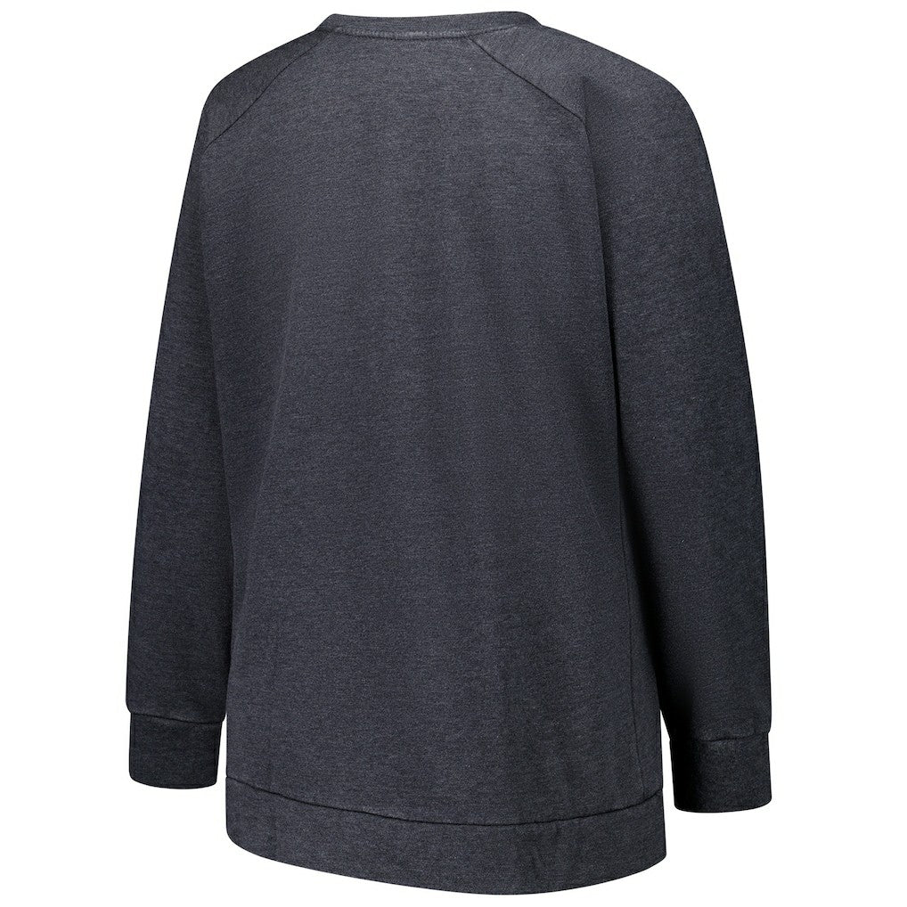 Miami Dolphins Profile Women's Plus Size Acid Wash Raglan Sweatshirt Charcoal