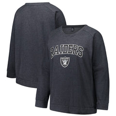 Las Vegas Raiders Profile Women's Plus Size Acid Wash Raglan Sweatshirt Charcoal
