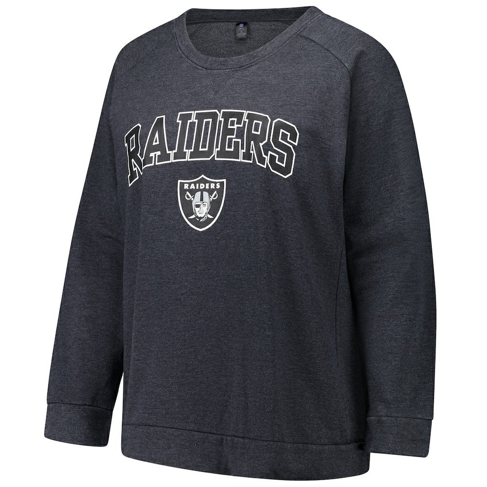 Las Vegas Raiders Profile Women's Plus Size Acid Wash Raglan Sweatshirt Charcoal