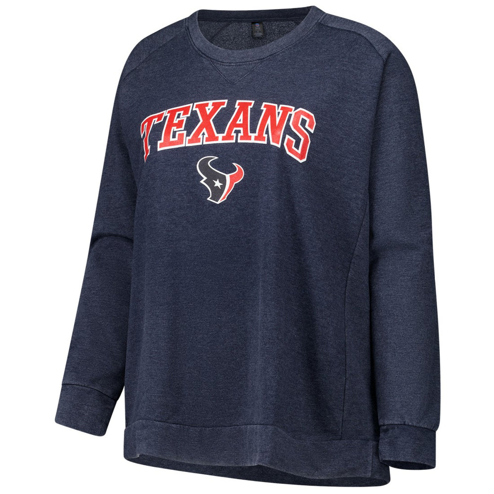 Houston Texans Profile Women's Plus Size Acid Wash Raglan Sweatshirt Navy