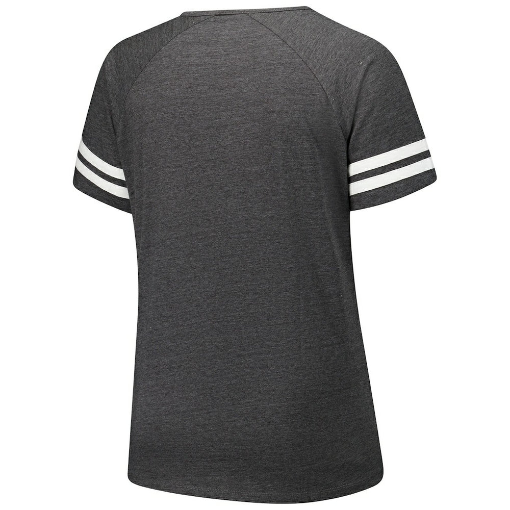 Arizona Cardinals Women's Plus Size Logo Striped Raglan Notch Neck T-Shirt Charcoal