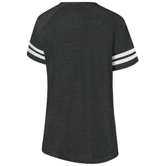 Cleveland Browns Women's Plus Size Logo Striped Raglan Notch Neck T-Shirt Charcoal