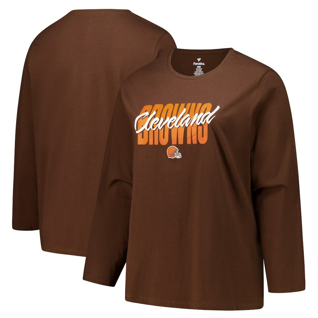 Cleveland Browns Women's Long Sleeve Scoop Neck T-Shirt Brown
