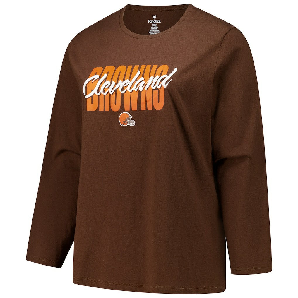 Cleveland Browns Women's Long Sleeve Scoop Neck T-Shirt Brown