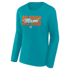 Miami Dolphins Women's Long Sleeve Scoop Neck T-Shirt Aqua