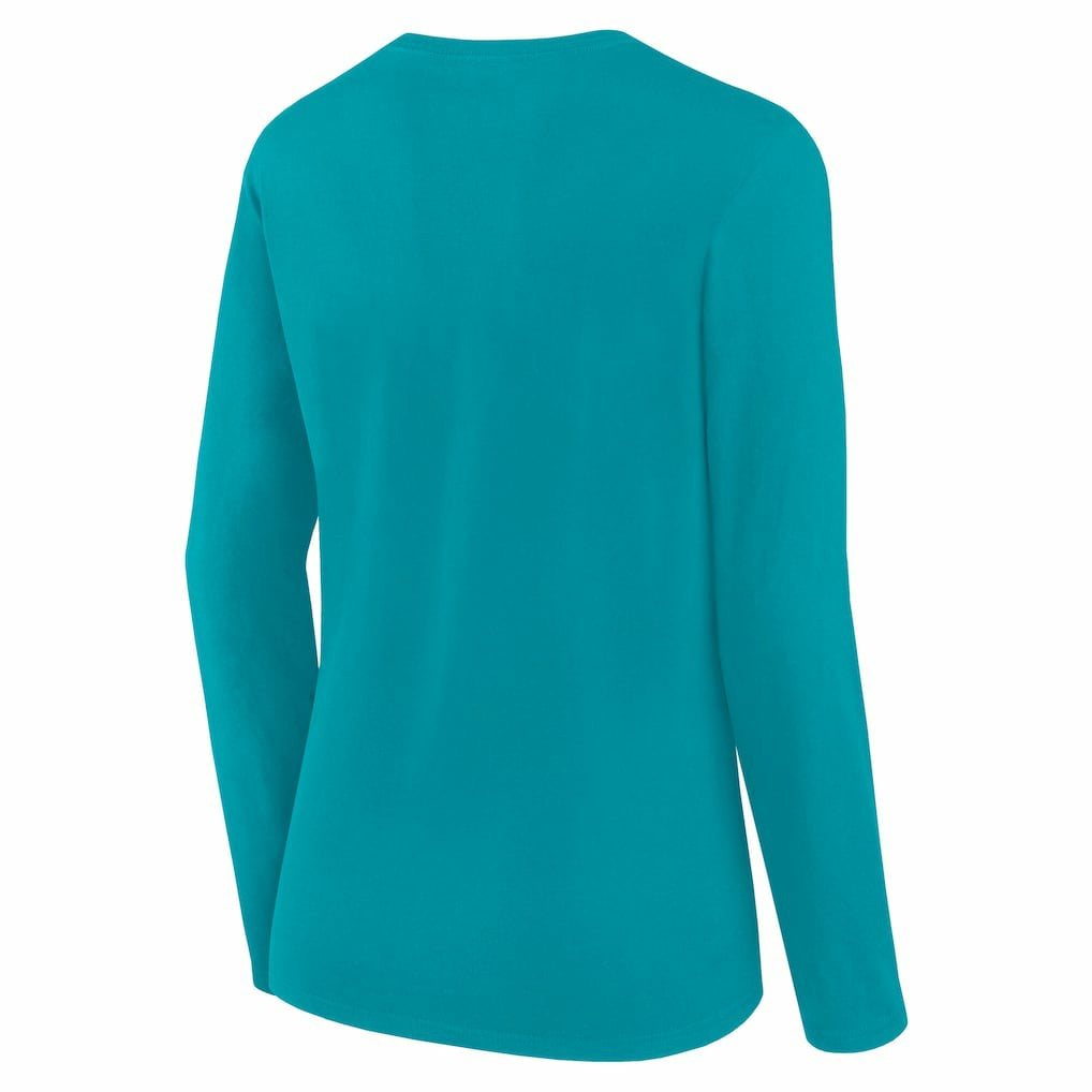 Miami Dolphins Women's Long Sleeve Scoop Neck T-Shirt Aqua