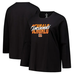 Cincinnati Bengals Women's Long Sleeve Scoop Neck T-Shirt Black