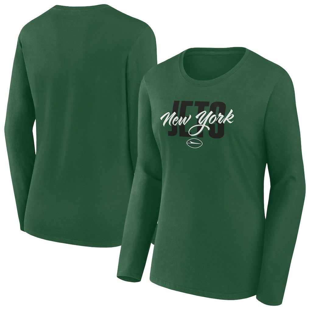 New York Jets Women's Long Sleeve Scoop Neck T-Shirt Green