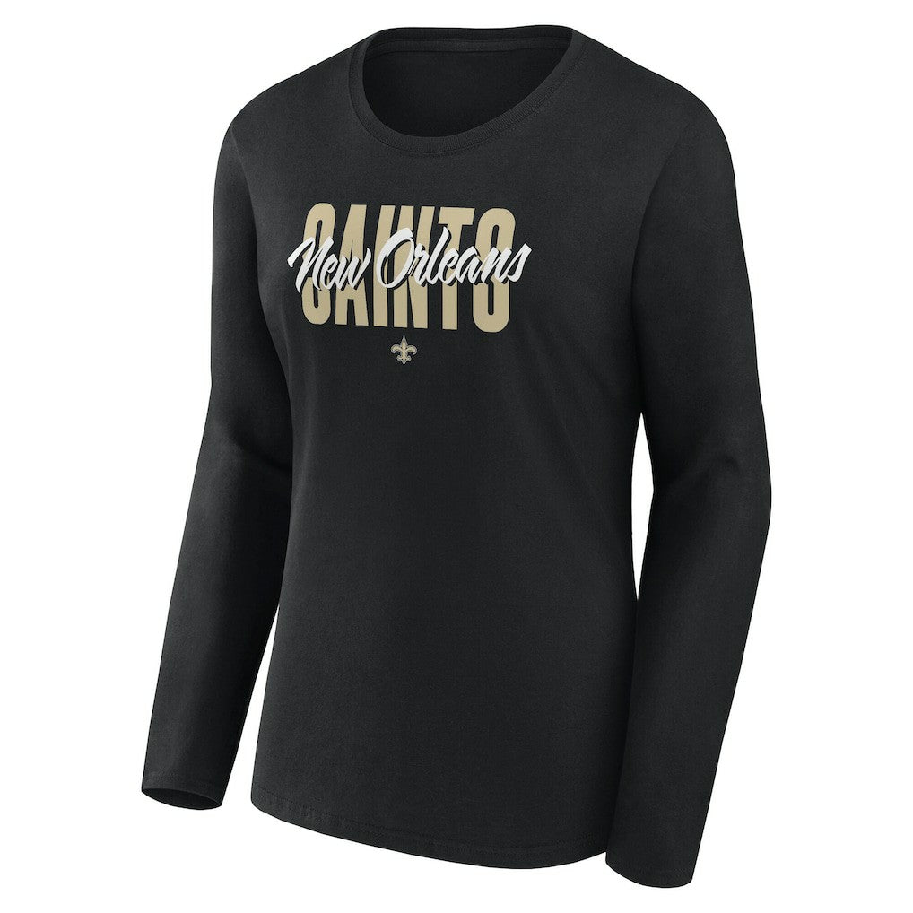 New Orleans Saints Women's Long Sleeve Scoop Neck T-Shirt Black