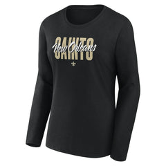 New Orleans Saints Women's Long Sleeve Scoop Neck T-Shirt Black