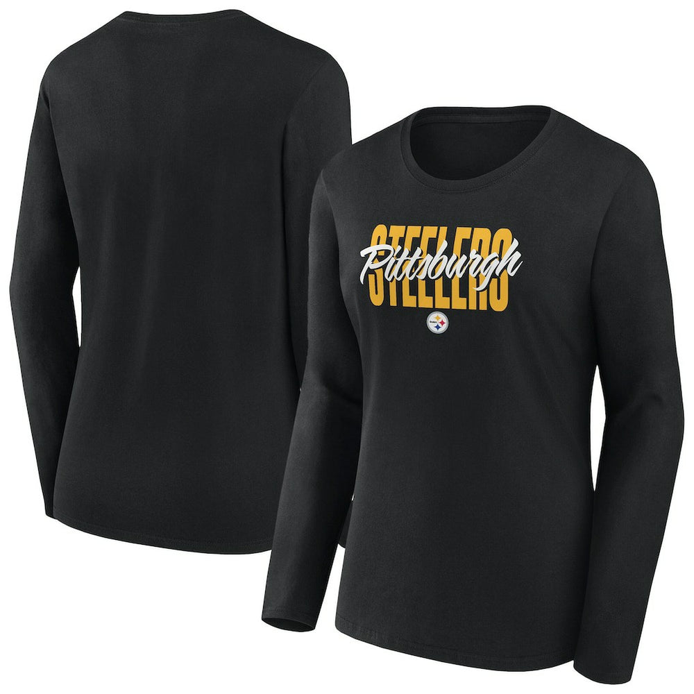 Pittsburgh Steelers Women's Long Sleeve Scoop Neck T-Shirt Black