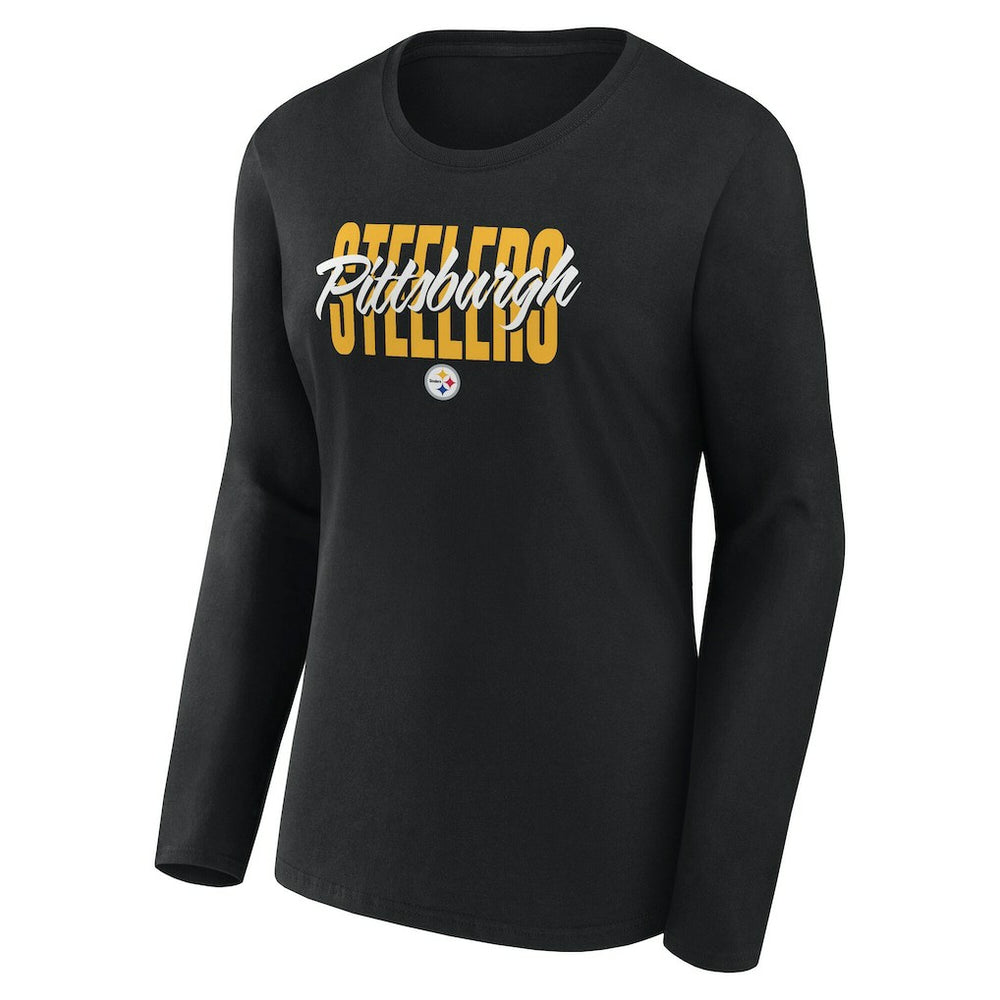 Pittsburgh Steelers Women's Long Sleeve Scoop Neck T-Shirt Black