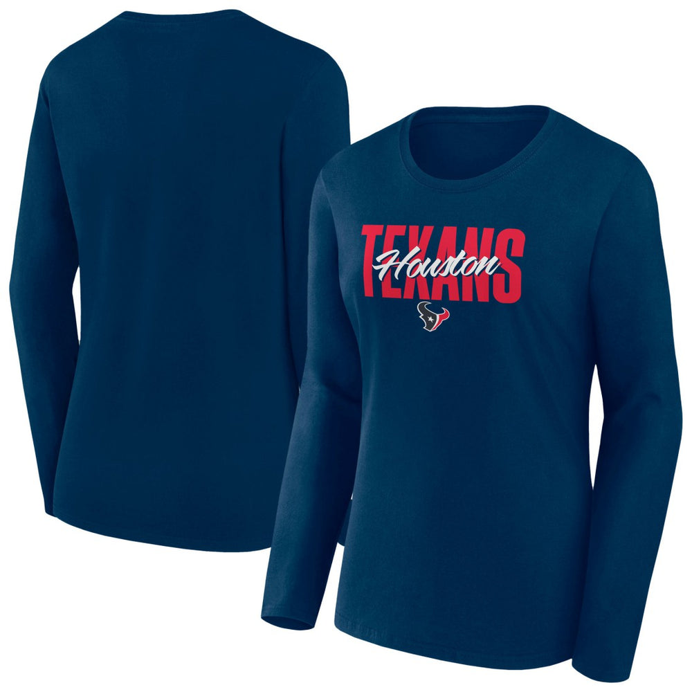 Houston Texans Women's Long Sleeve Scoop Neck T-Shirt Navy