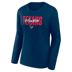 Houston Texans Women's Long Sleeve Scoop Neck T-Shirt Navy