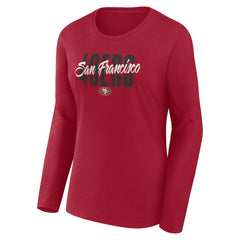 San Francisco 49ers Women's Long Sleeve Scoop Neck T-Shirt Scarlet