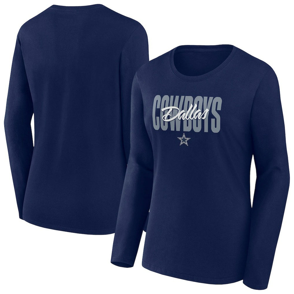 Dallas Cowboys Women's Long Sleeve Scoop Neck T-Shirt Navy