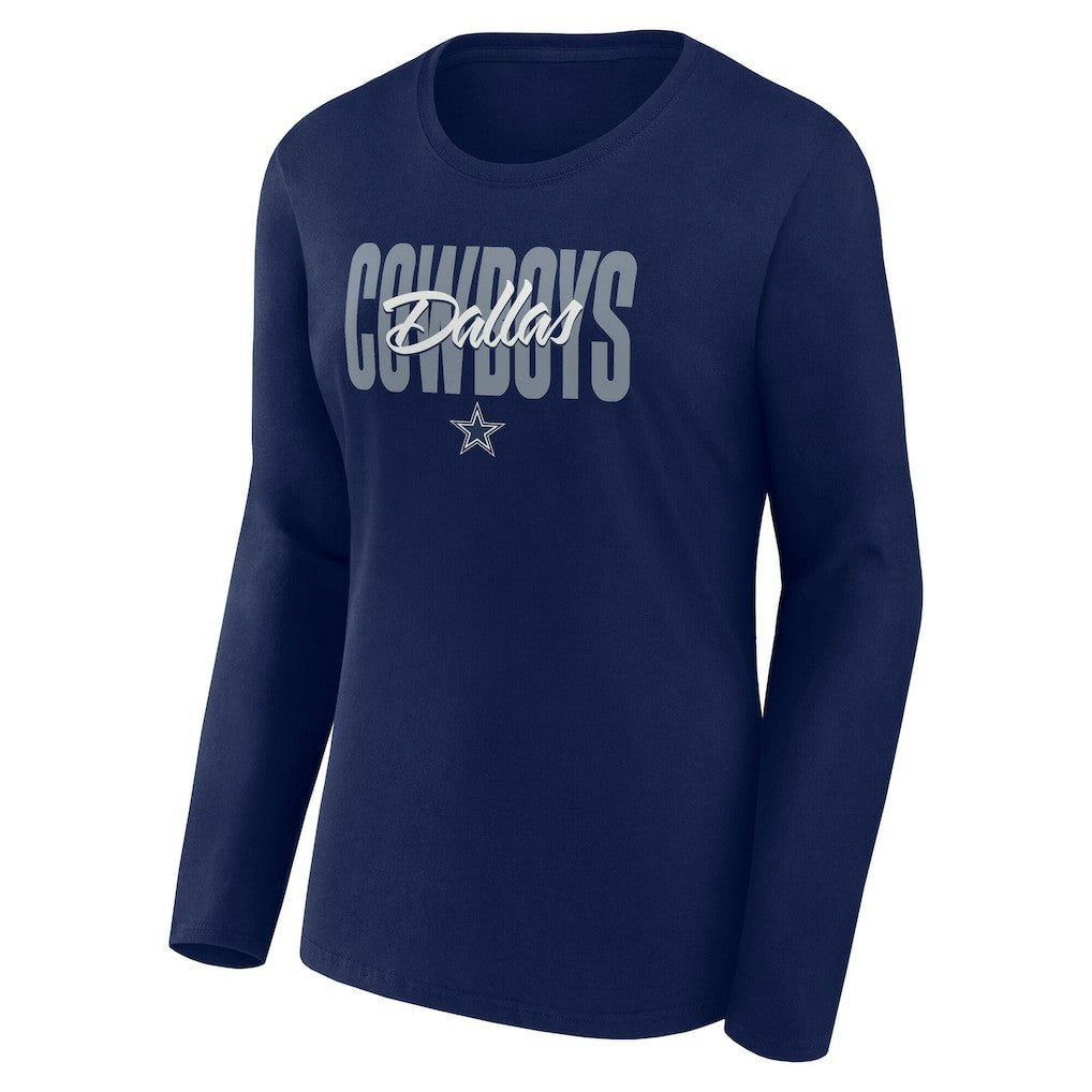 Dallas Cowboys Women's Long Sleeve Scoop Neck T-Shirt Navy