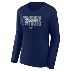 Dallas Cowboys Women's Long Sleeve Scoop Neck T-Shirt Navy