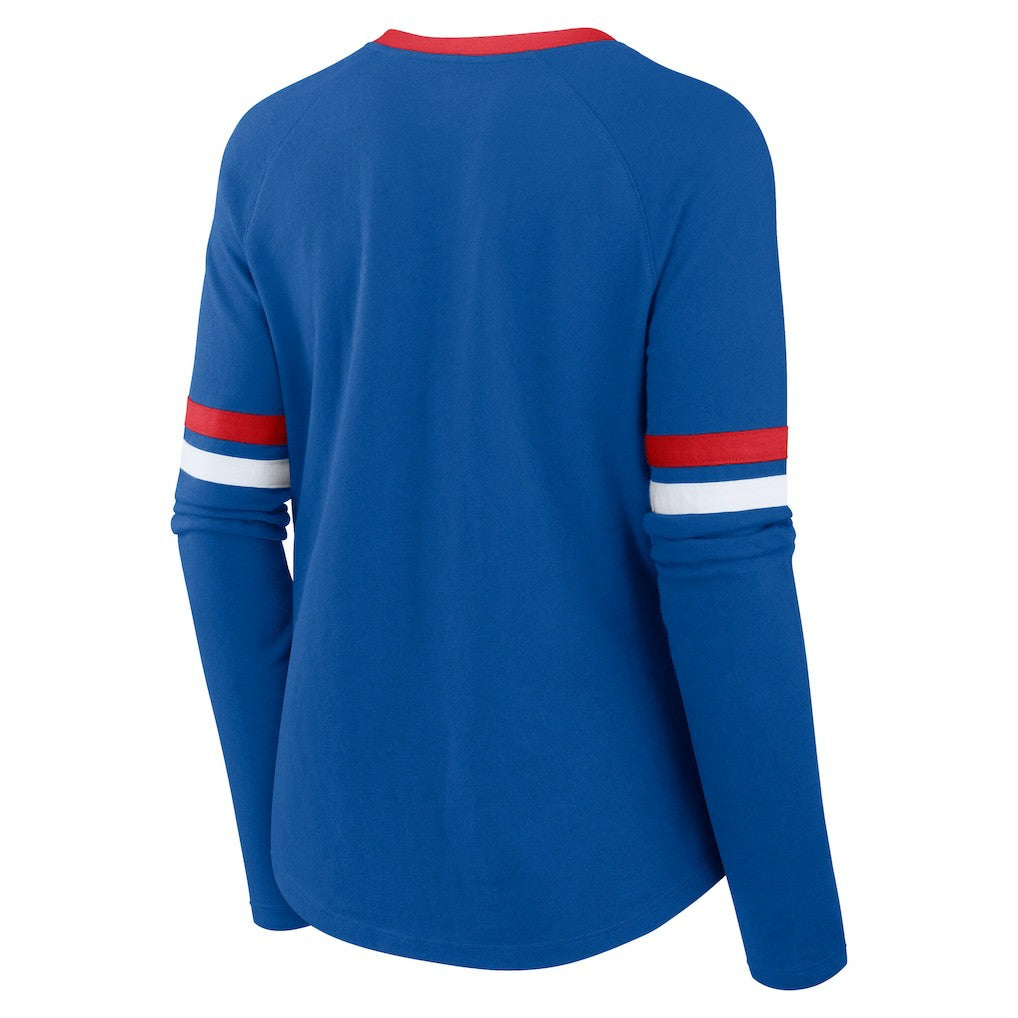 Buffalo Bills Women's Plus Size Won & Done Lace-Up V-Neck Long Sleeve T-Shirt Royal