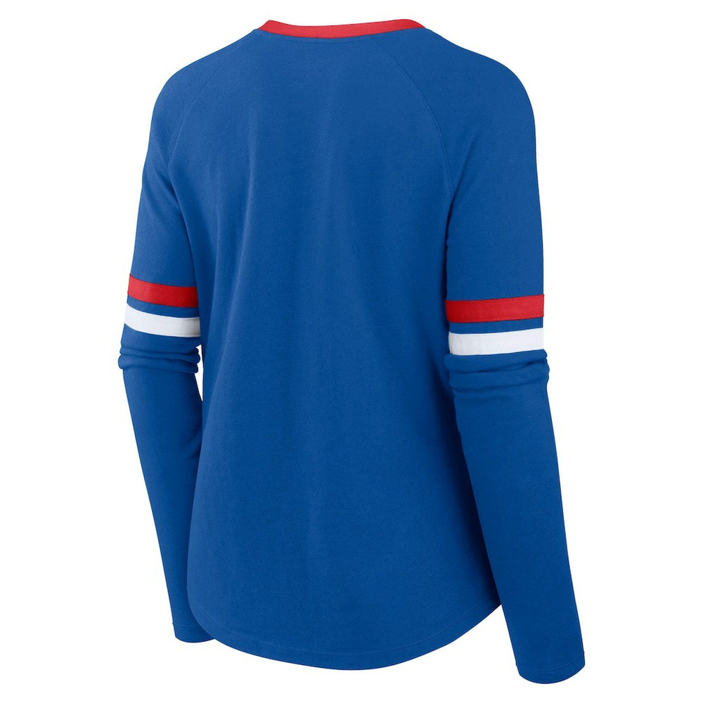 Buffalo Bills Women's Plus Size Won & Done Lace-Up V-Neck Long Sleeve T-Shirt Royal