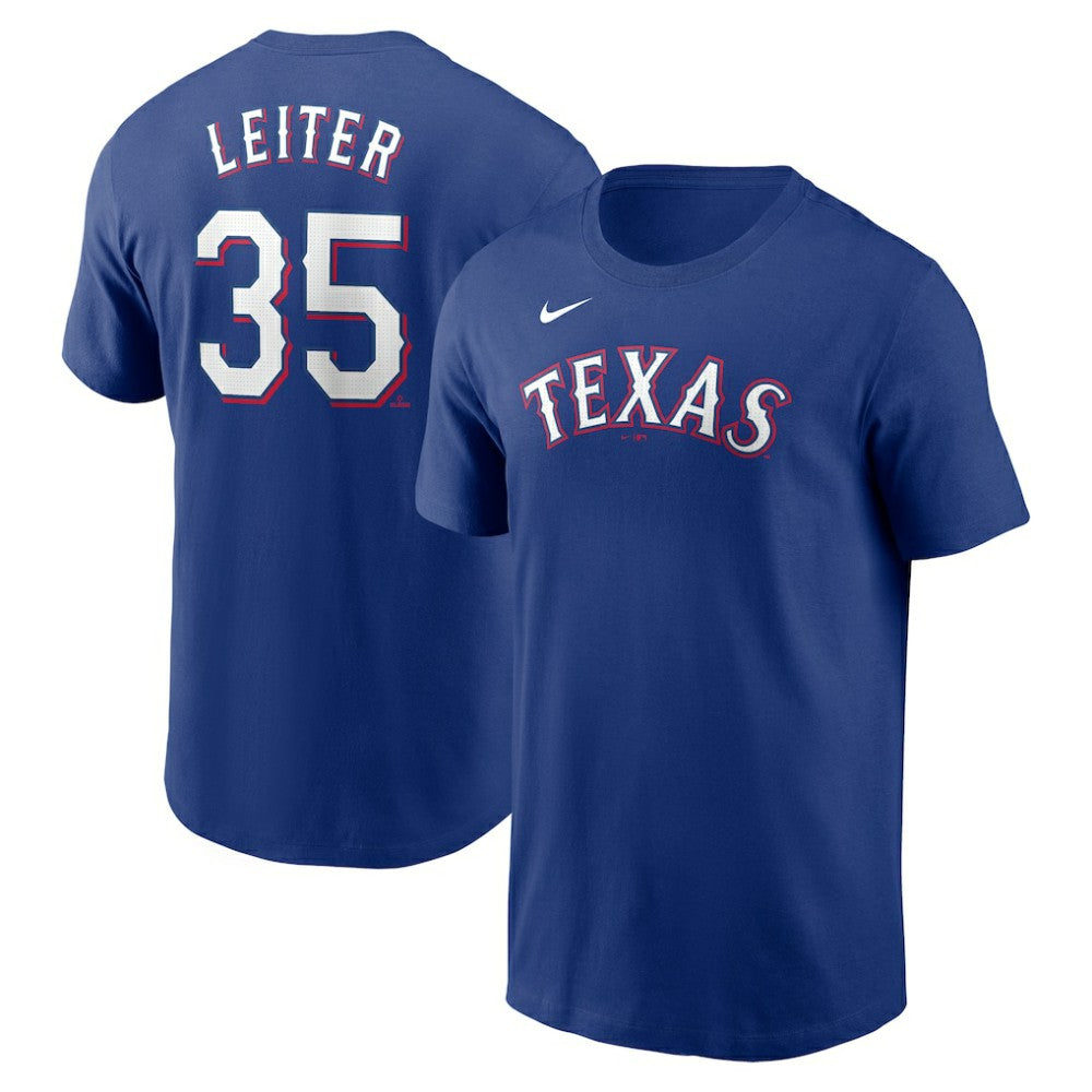 Jack Leiter Texas Rangers Nike Fuse Name & Number T-Shirt - Royal T-shirts
