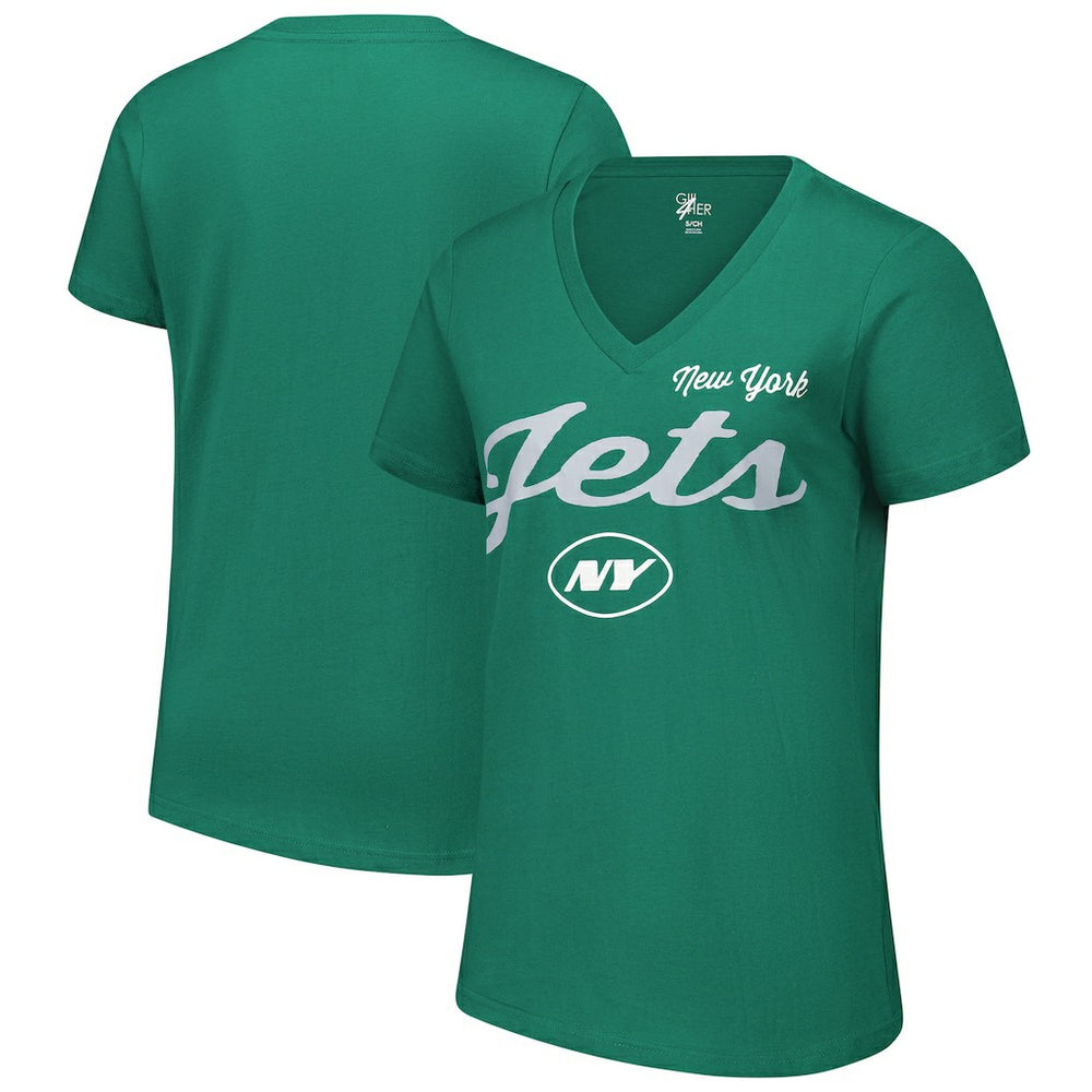 New York Jets G-III 4Her by Carl Banks Women's Post Season V-Neck T-Shirt Green